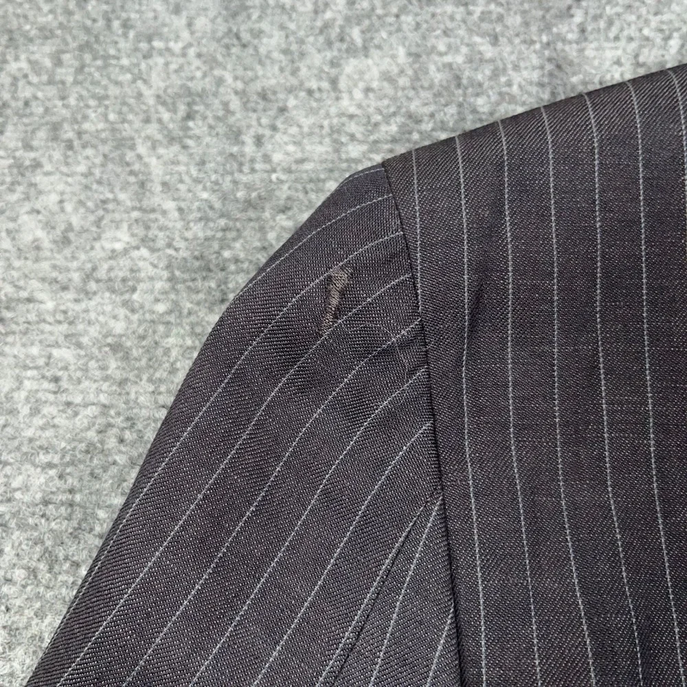 Banana Republic Pinstripe Blazer Jacket Mens 38S Wool Linen Blend Navy Preppy